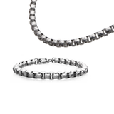 TUMBLER BRACELET Hammered Stainless Steel Round Box Link Mens Bracelet
