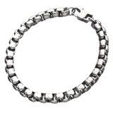 TUMBLER BRACELET Hammered Stainless Steel Round Box Link Mens Bracelet