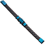 KILOWATT BLUE Modern Style Mens Bracelet in Steel and Leather
