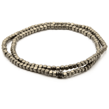 GREY BOLA BRACELET Thin Width Double Wrap Hematite Bead Mens Bracelet
