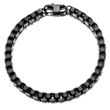 IMPERIUS BRACELET Black and Steel Rounded Box Link Bracelet for Men