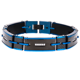 BLUE BLAZES Bracelet for Men in Black and Blue Steel with Carbon Fiber