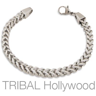 GRENADA Thick Squared Curb Link Bracelet in Stainless Steel