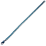 BLUE EON Blue Tinted Steel Flat Curb Link Bracelet for Men