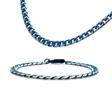 BLUE EON Blue Tinted Steel Flat Curb Link Bracelet for Men