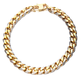GOLD ENVY Flat Curb Link Gold Steel Mens Bracelet