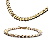 GOLD ENVY Flat Curb Link Gold Steel Mens Bracelet