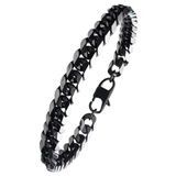 DARK ENVY Black Steel Flat Curb Link Bracelet for Men