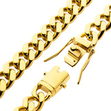 GOLD COAST 8mm Miami Cuban Link Mens Bracelet in Gold Steel - Clasp View