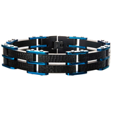 BLUESTONE Blue and Black Steel Hammered Link Bracelet for Men