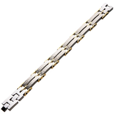 GOLDSTONE Gold Stainless Steel Hammered Link Bracelet for Men