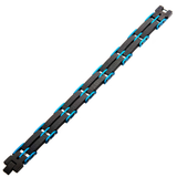 BLUESTONE Blue and Black Steel Hammered Link Bracelet for Men