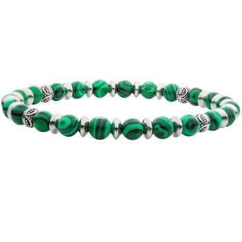 MELON Green Malachite Bead Bracelet for Men