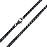 SHADE Black Steel Rounded Thin Box Link Chain Mens Necklace