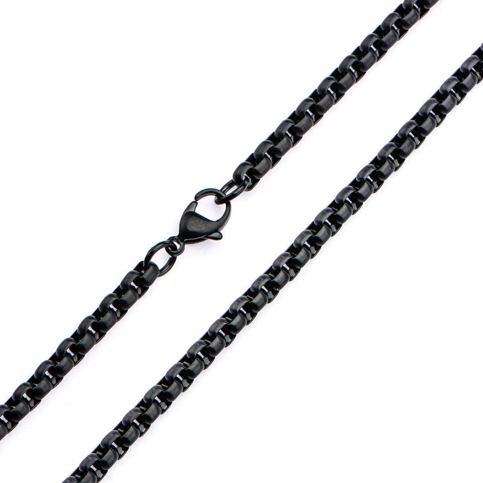 Mens 6mm Stainless Steel Polished Rounded Box Chain Necklace, 24 Inch - The  Black Bow Jewelry Company