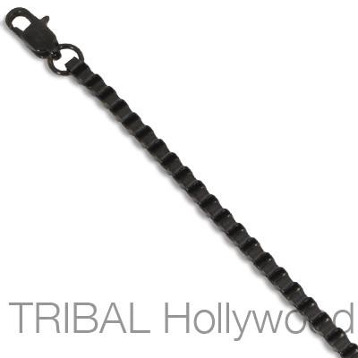 GOTHAM Black Stainless Steel Mens Venetian Box Belcher Chain