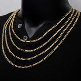 OVERTURE GOLD Mens Figaro Chain in 18K Gold Plate