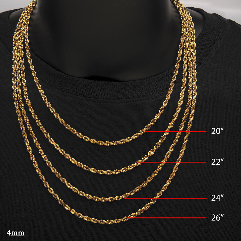 FRENELLE Jewellery  18K Gold Twisted Rope Chain Necklace