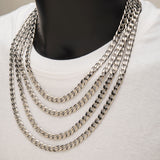 ARTIFICE Mens Bevel Edge Curb Chain in Stainless Steel - All Sizes