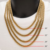BADABOUM GOLD Mens Dome Curb Chain in 18K Gold Plate - Measurements