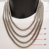BADABOUM Mens Dome Curb Chain in Stainless Steel - Measurements