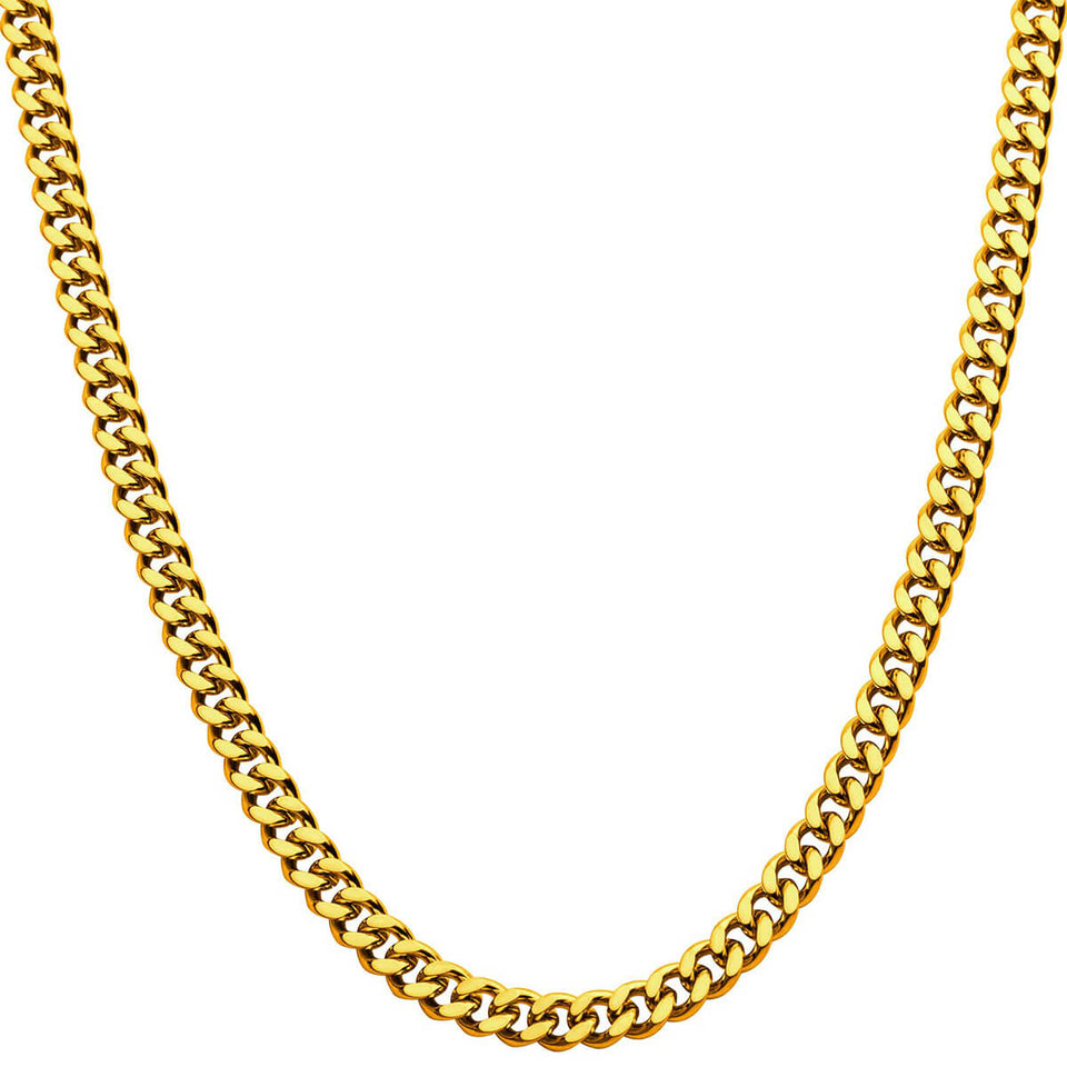 ROYALE GOLD Mens Diamond Cut Curb Chain in 18K Gold Plate