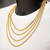 ROYALE GOLD Mens Diamond Cut Curb Chain in 18K Gold Plate - All Sizes