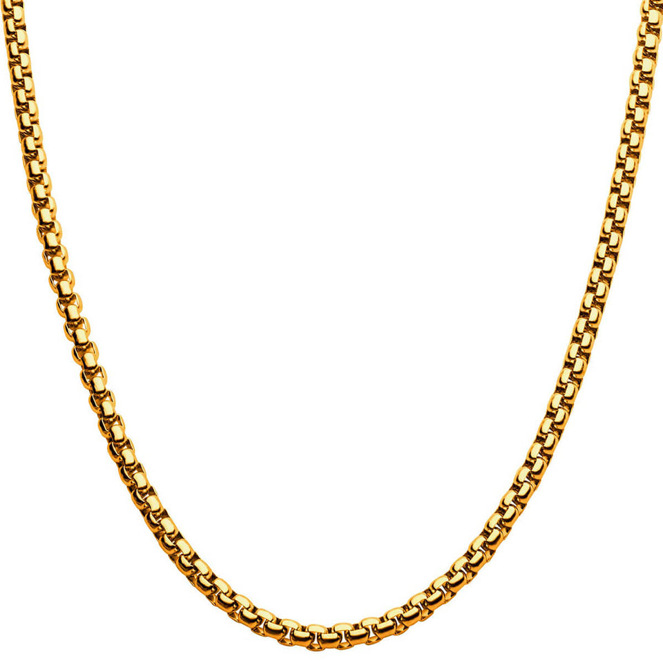 WARWICK GOLD Mens Rounded Box Chain in 18K Gold Plate