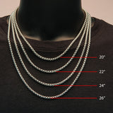 WARWICK Mens Rounded Box Chain in Stainless Steel - Measurements
