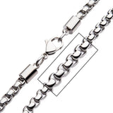 WARWICK Mens Rounded Box Chain in Stainless Steel - Closeup