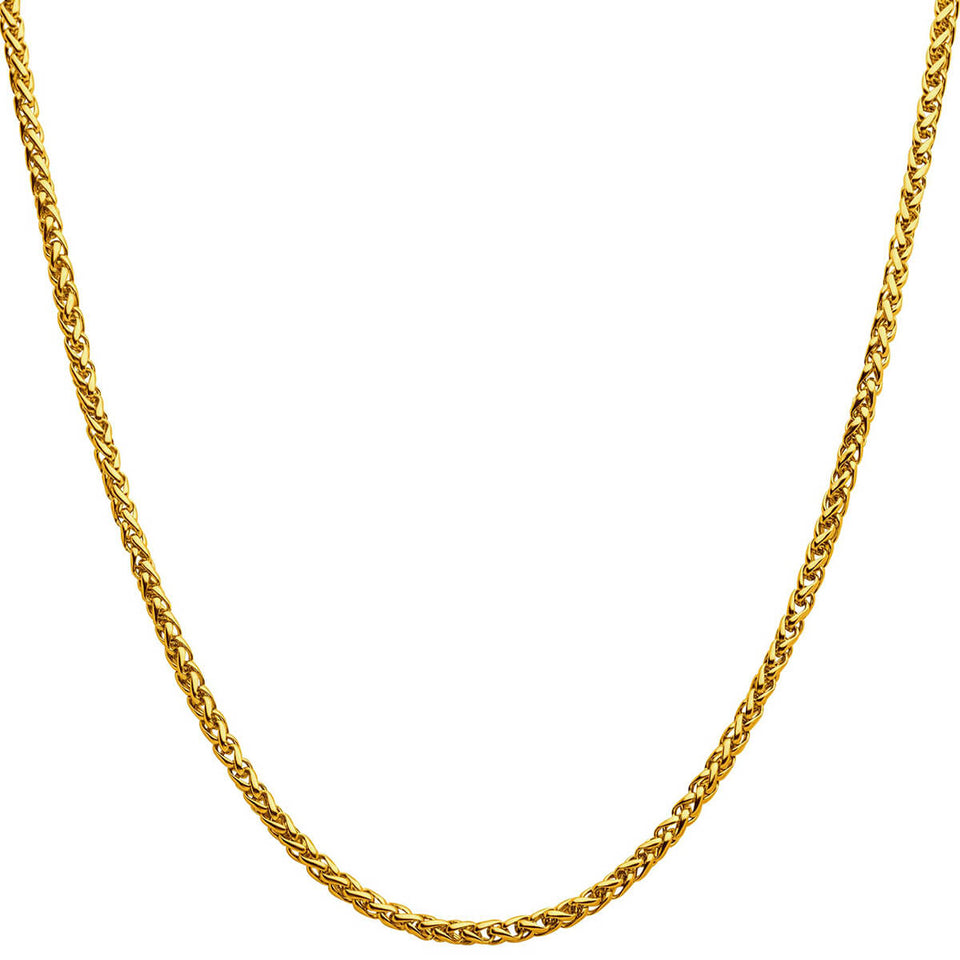 ENCORE GOLD Mens Wheat Chain in 18K Gold Plate