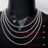 ENCORE Mens Wheat Chain in Stainless Steel - Measurements