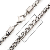 ENCORE Mens Wheat Chain in Stainless Steel - Closeup