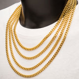 CASBAR GOLD Mens Miami Cuban Chain in 18K Gold Plate - All Sizes