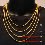 SNAKE PIT GOLD Mens Serpentine Chain in 18K Gold Plate  - Measurements