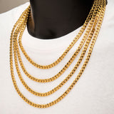 ARLO GOLD Mens Curb Chain in 18K Gold Plate - All Sizes