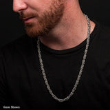 LEXICON Mens King Byzantine Chain in Stainless Steel