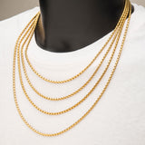 COMMONWEALTH GOLD Mens Boston Chain in 18K Gold Plate - All Sizes
