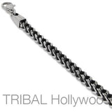 Mens Necklace MAVERICK CHAIN Thick Width Steel Squared Franco Link | Tribal Hollywood