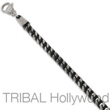Mens Necklace MAVERICK CHAIN Thick Width Steel Squared Franco Link | Tribal Hollywood Alt View