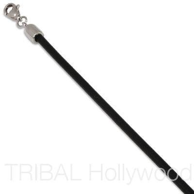 SMOKE Men's Black Leather Necklace Medium Width