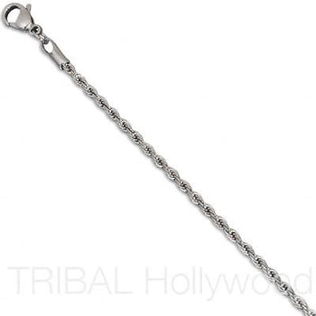 RISQUE Serpentine Stainless Steel Twisted Rope Chain Thin