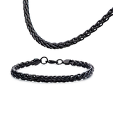 OBLIVION BLACK Spiga Link Necklace Chain for Men in Black Steel