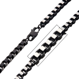 IMPERIUS CHAIN Black and Steel Rounded Box Link Chain for Men