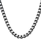 IMPERIUS CHAIN Black and Steel Rounded Box Link Chain for Men