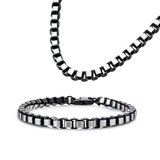 IMPERIUS CHAIN Black and Steel Rounded Box Link Chain for Men