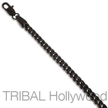REBEL BLACK Stainless Steel Mens Franco Chain
