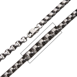 TUMBLER CHAIN Hammered Steel Round Box Link Mens Necklace Chain
