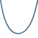 BLUE EON CHAIN Blue Tinted Steel Flat Curb Link Chain for Men