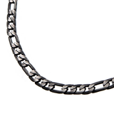 BLACK EON CHAIN Black Steel Flat Figaro Link Chain for Men